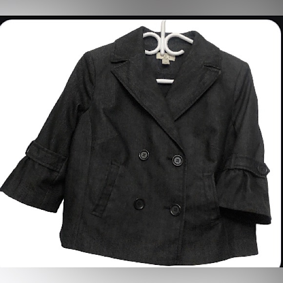 Loft Ann Taylor Black Double Breasted Button 3/4 Sleeve Blazer - Picture 1 of 5